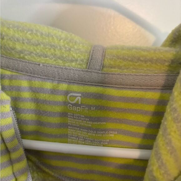 GAP Y2K Yellow and Gray Striped Hoodie size m EUC VINTAGE - Picture 2 of 3